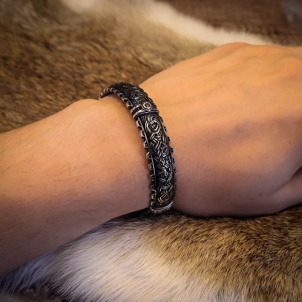 Guardian Dragon Mammen Cuff Bangle - Stainless Steel