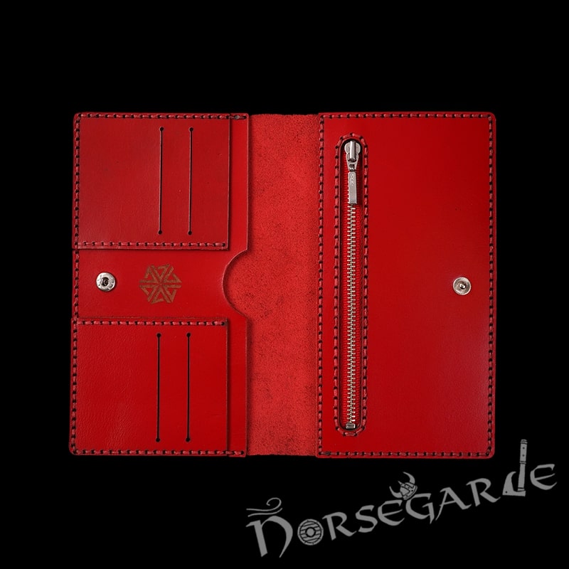 Handcrafted Leather Wallet 'Fehu' - Red