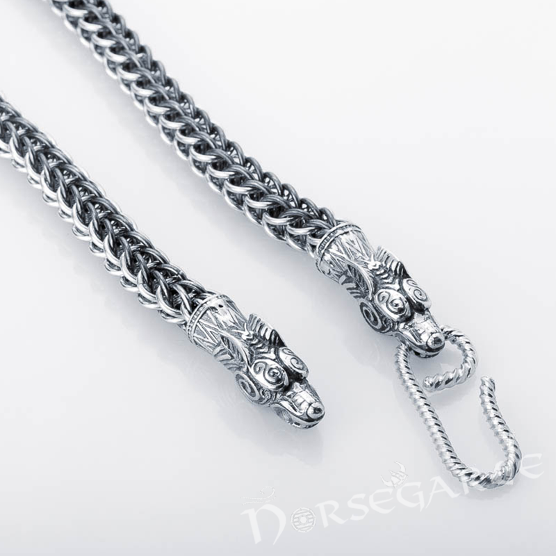 Handcrafted Heavy Weave Wolf Bracelet - Sterling Silver