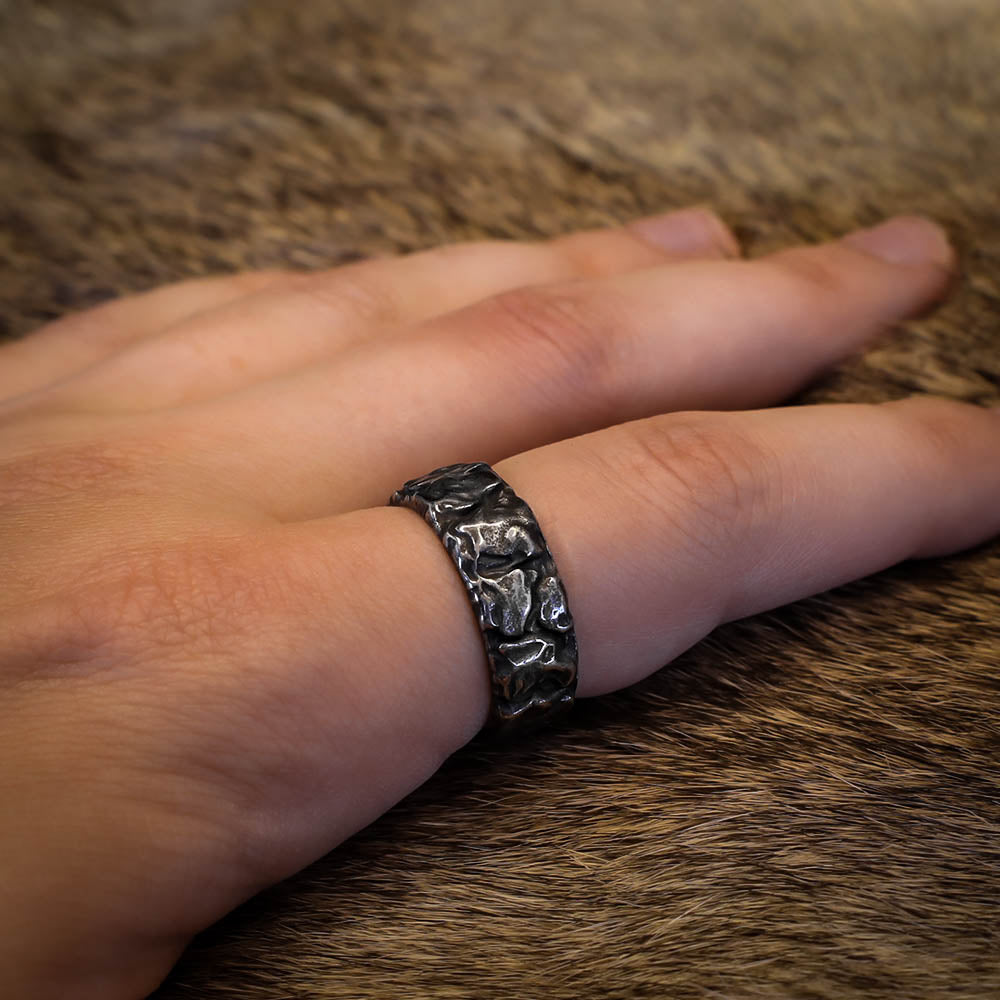 Runic Ancient Bark Ring - Stainless Steel