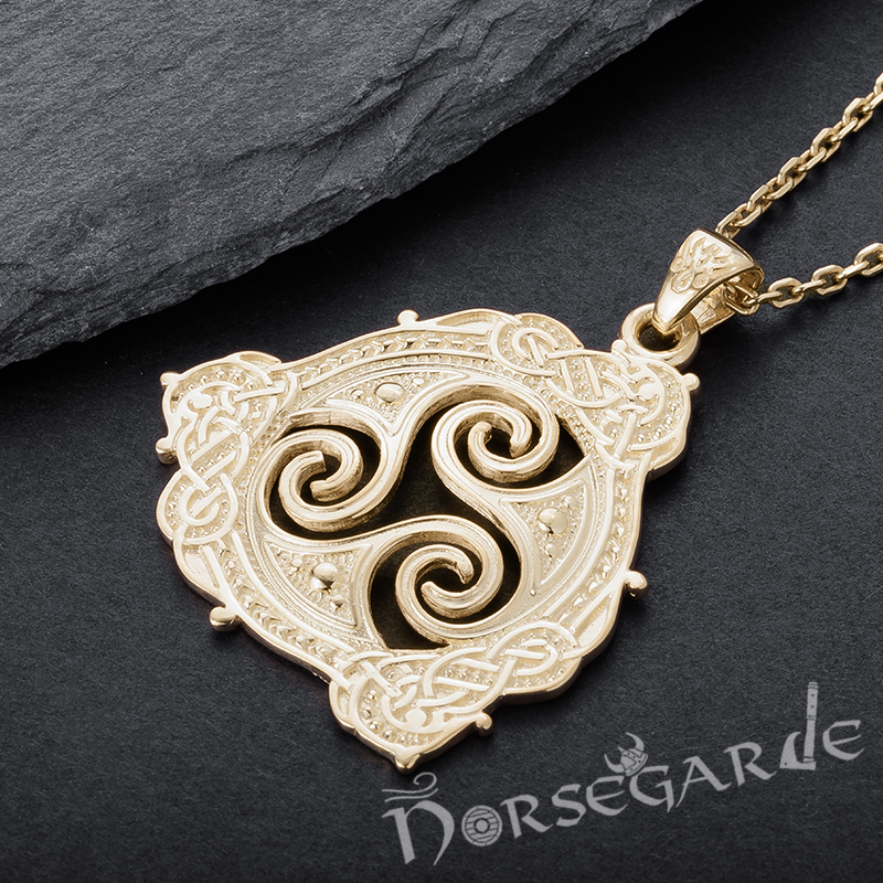 Handcrafted Celtic Triskelion Pendant - Gold
