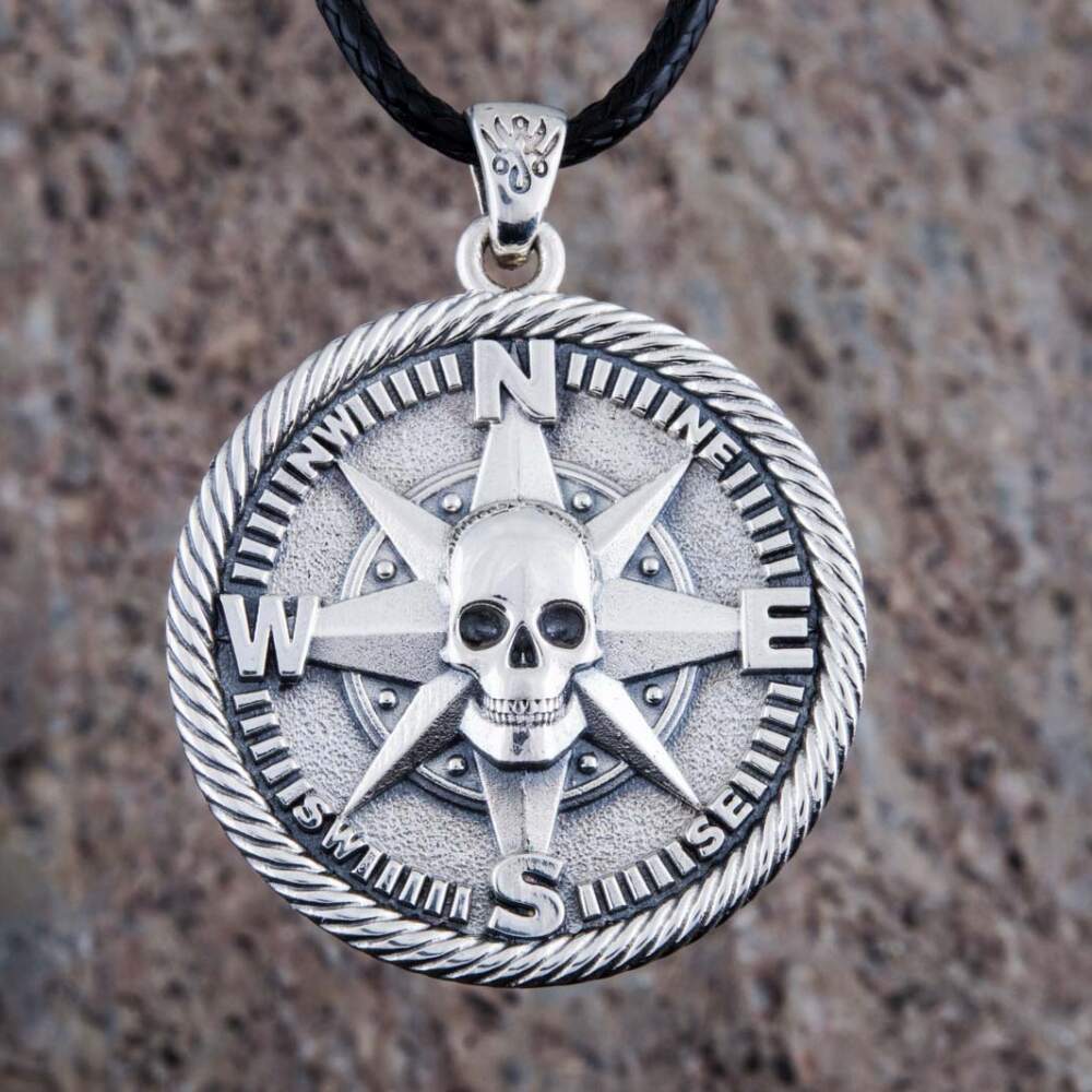 Handcrafted Pirate's Compass Medallion - Sterling Silver