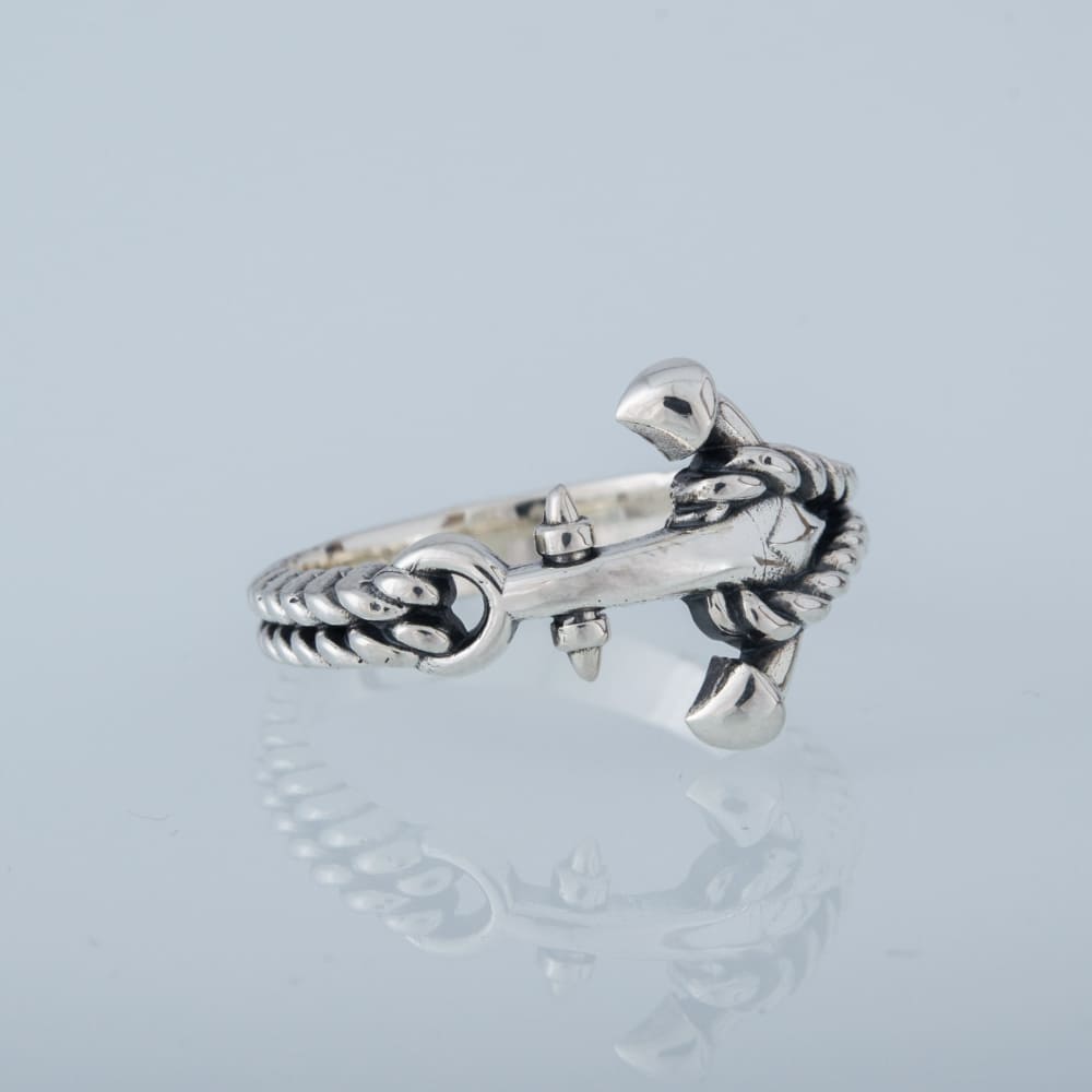 Handcrafted Naval Rope and Anchor Ring - Sterling Silver