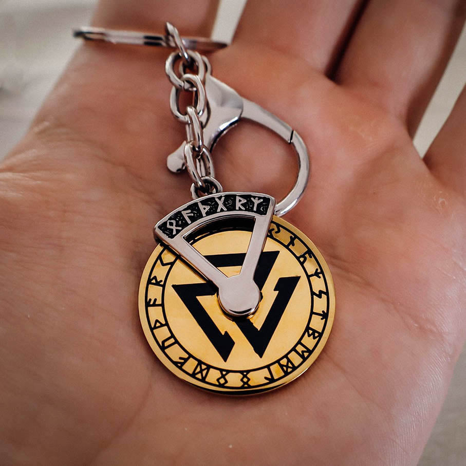 Golden Rune Fidget Keychain - Stainless Steel