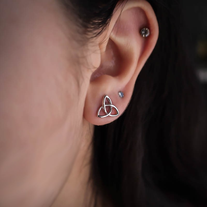 Celtic Knot Stud Earrings - Sterling Silver