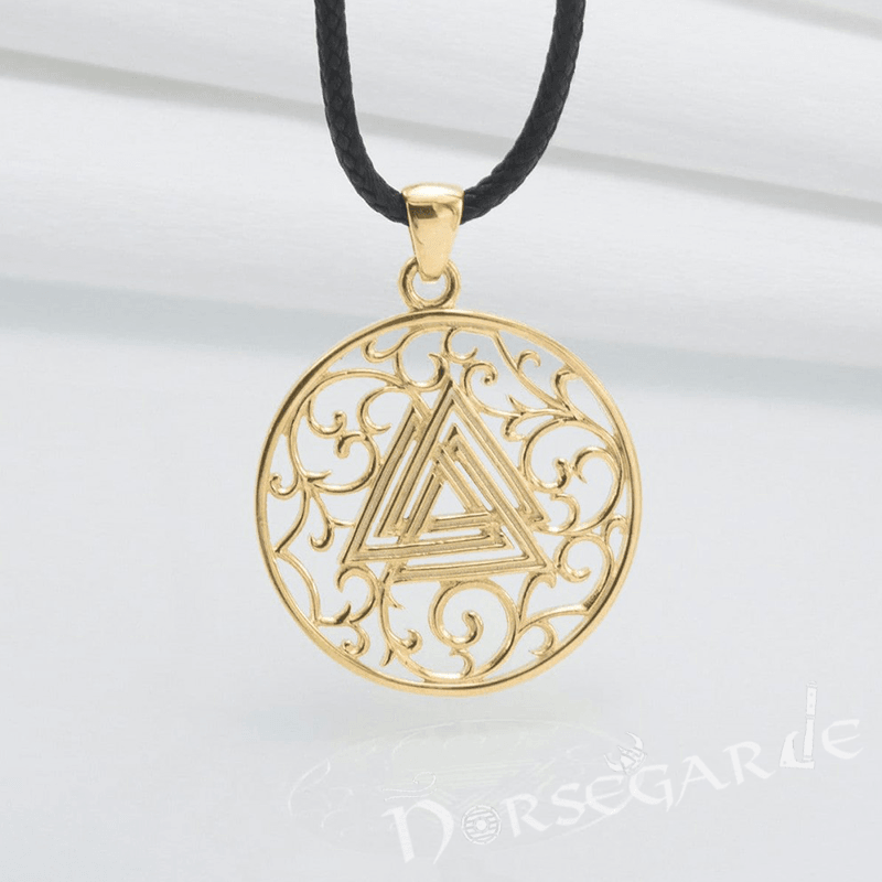 Handcrafted Celtic Valknut Amulet - Gold