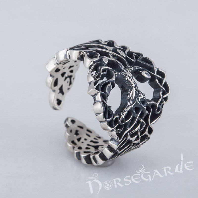 Handcrafted Intertwined Yggdrasil Ring - Sterling Silver