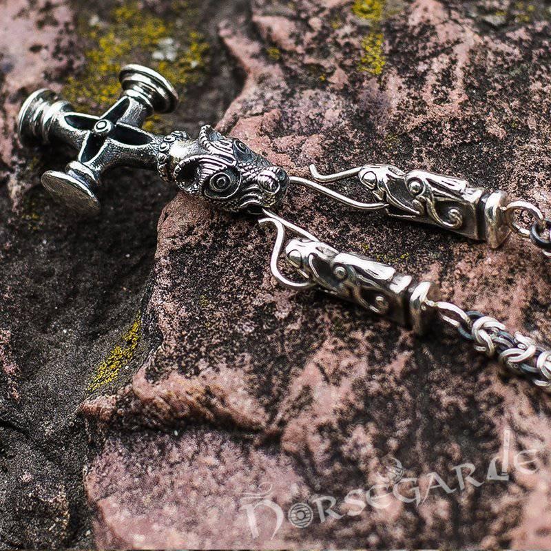 Handcrafted King's Chain with Icelandic Wolf Cross - Sterling Silver