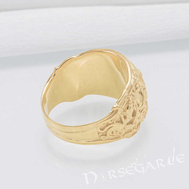 Handcrafted Ravens Mammen Style Ring - Gold