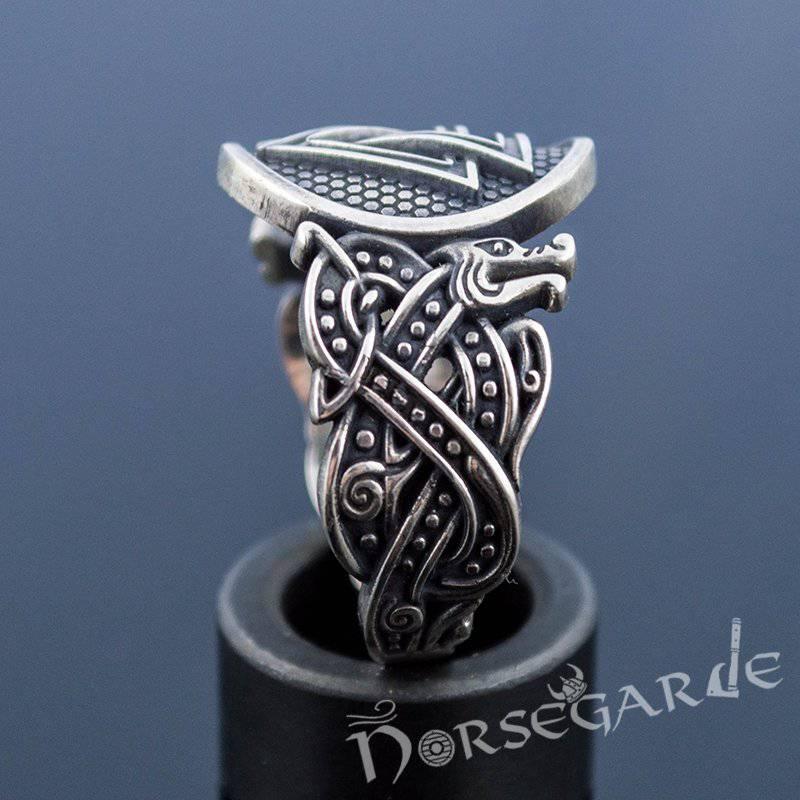 Handcrafted Valknut Jellinge Style Ring - Sterling Silver