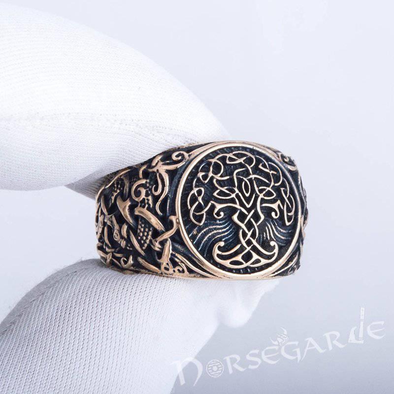 Handcrafted Yggdrasil Mammen Style Ring - Bronze