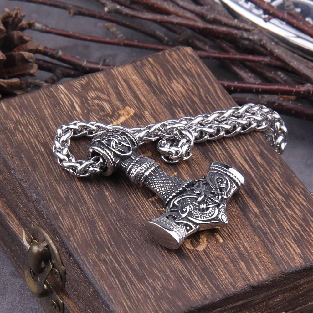 Ornamental Large Mjölnir Amulet - Sterling Silver