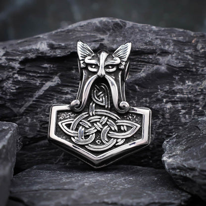 Odin and Celtic Ornament Mjolnir - Stainless Steel