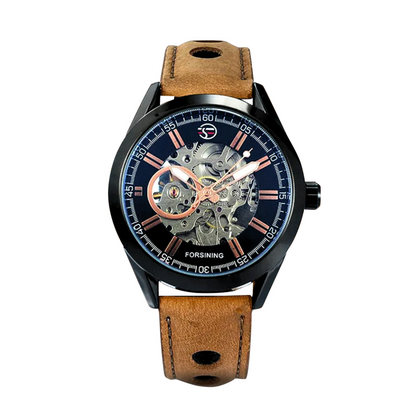 Felipe | Bold Men’s Skeleton Leather Watch