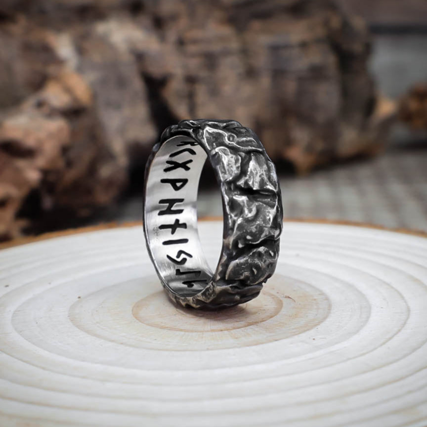 Runic Ancient Bark Ring - Stainless Steel