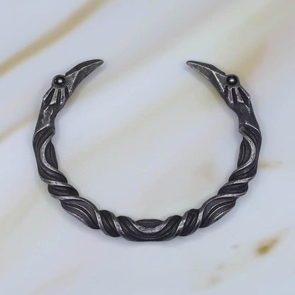 Rustic Raven Head Torc Bracelet - Stainless Steel