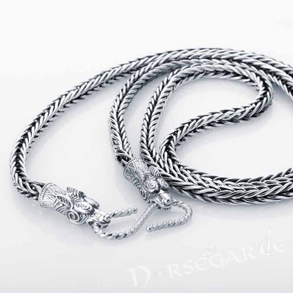 Handcrafted Wheat Chain with Wolves - Sterling Silver