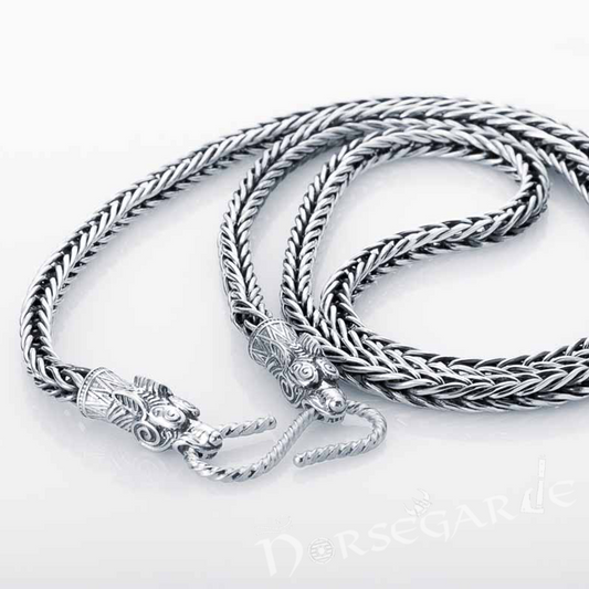 Handcrafted Wheat Chain with Wolves - Sterling Silver