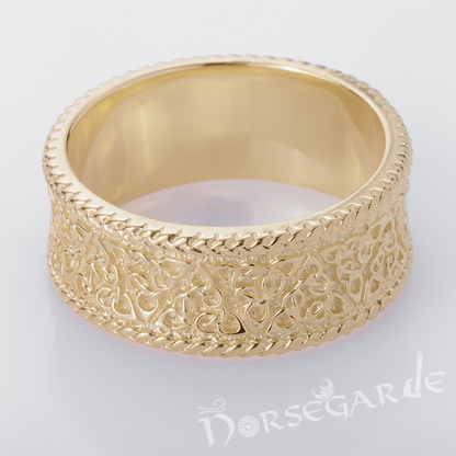 Handcrafted Twisted Knot Pattern Band - Gold