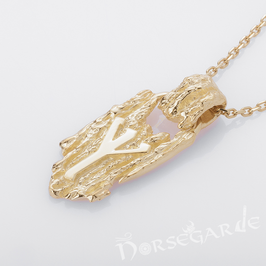 Handcrafted Druid Algiz Pendant - Gold