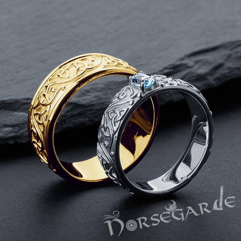 Handcrafted Celtic Carvings Band - Gold