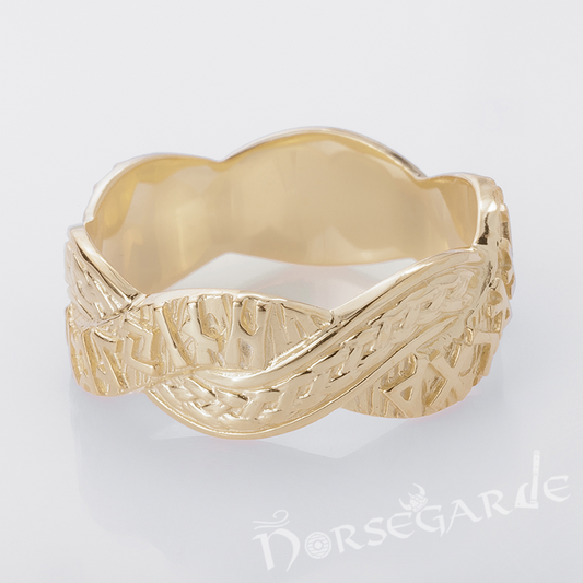 Handcrafted Twined Braid & Runes Band - Gold