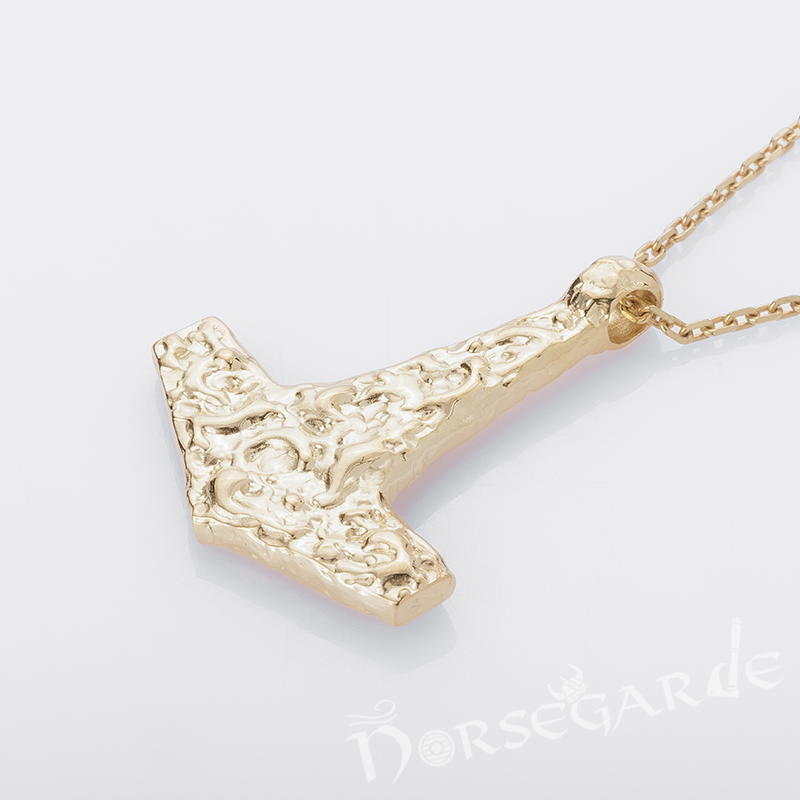 Handcrafted Molded Style Mjölnir - Gold