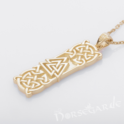 Handcrafted Celtic Pattern & Valknut Pendant - Gold