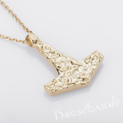 Handcrafted Molded Style Mjölnir - Gold