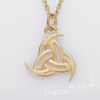Handcrafted Miniature Horn Triskelion Pendant - Gold