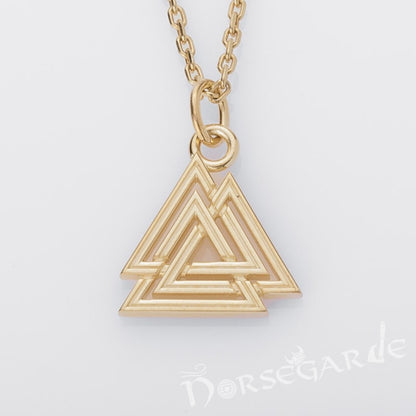 Handcrafted Miniature Valknut Pendant - Gold