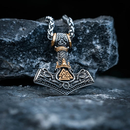King Thor's Hammer with Valknut - Stainless Steel