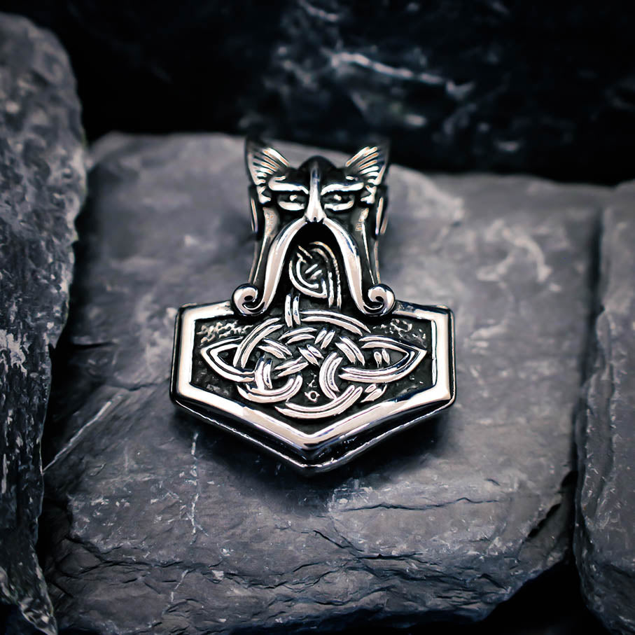 Odin and Celtic Ornament Mjolnir - Stainless Steel