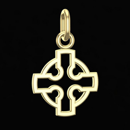 Handcrafted Miniature Hollow Celtic Cross Pendant - Gold