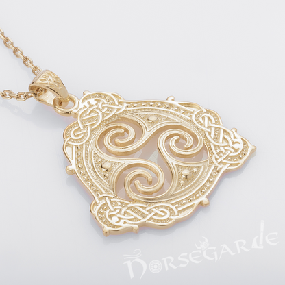 Handcrafted Celtic Triskelion Pendant - Gold