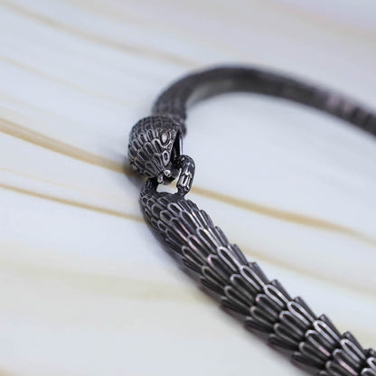 Rustic Jormungandr Serpent Necklace - Stainless Steel