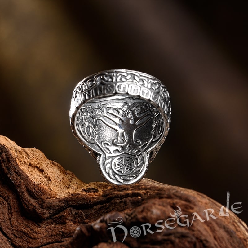 Handcrafted Odin the Allfather Ring - Sterling Silver