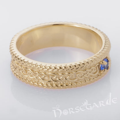 Handcrafted Endless Knot Band - Gold with Sapphire