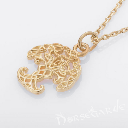 Handcrafted Miniature Yggdrasil Pendant - Gold