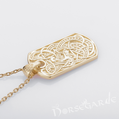 Handcrafted Urnes Ornament Pendant - Gold