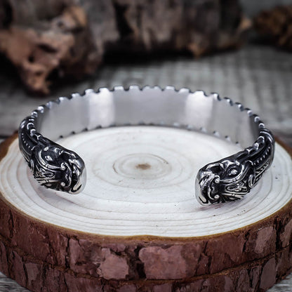 Guardian Dragon Mammen Cuff Bangle - Stainless Steel