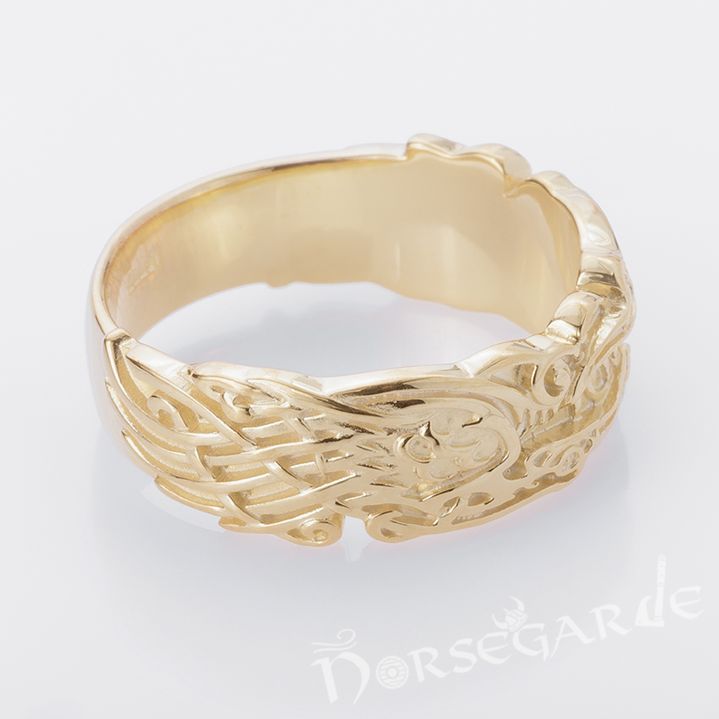 Handcrafted Odin's Ravens Band - Gold