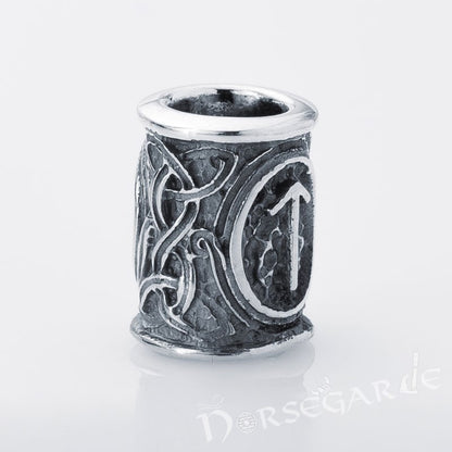 Handcrafted Runic Bead for Hair or Beard - Sterling Silver