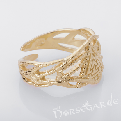 Handcrafted Brambles Valknut Band - Gold