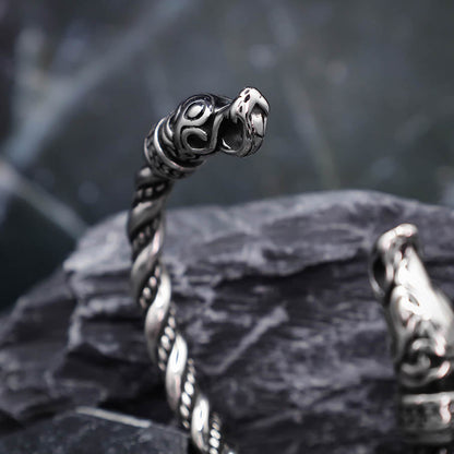 Chained Fenrir Wolf Torc Bracelet - Stainless Steel