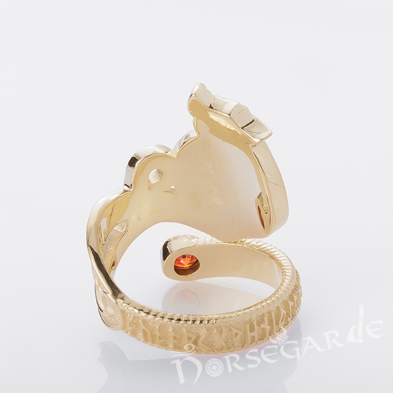 Handcrafted Helm of Awe Coiled Serpent Band - Gold with Ruby