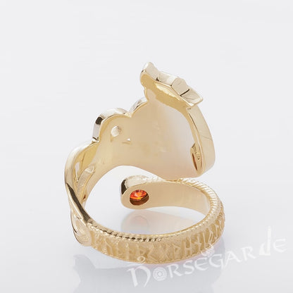 Handcrafted Helm of Awe Coiled Serpent Band - Gold with Ruby