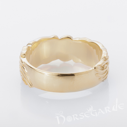 Handcrafted Odin's Ravens Band - Gold
