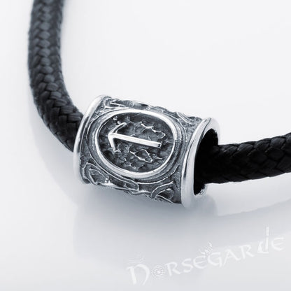 Handcrafted Runic Bead for Hair or Beard - Sterling Silver