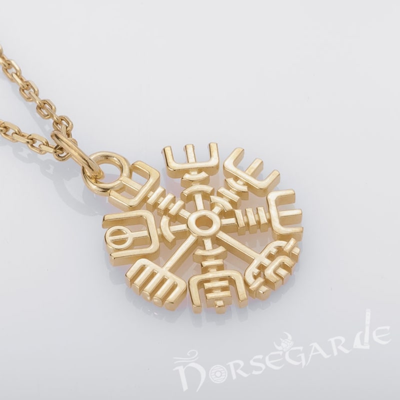 Handcrafted Miniature Vegvisir Pendant - Gold